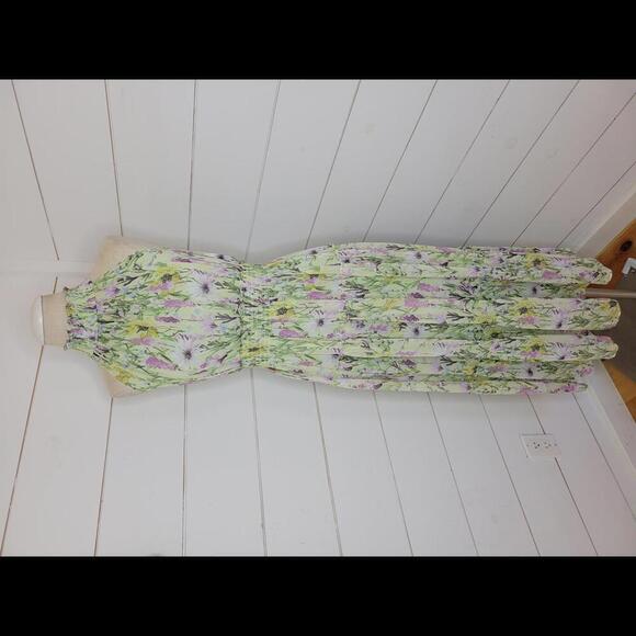 Taylor size 2 green & purple floral maxi dress - Picture 1 of 5